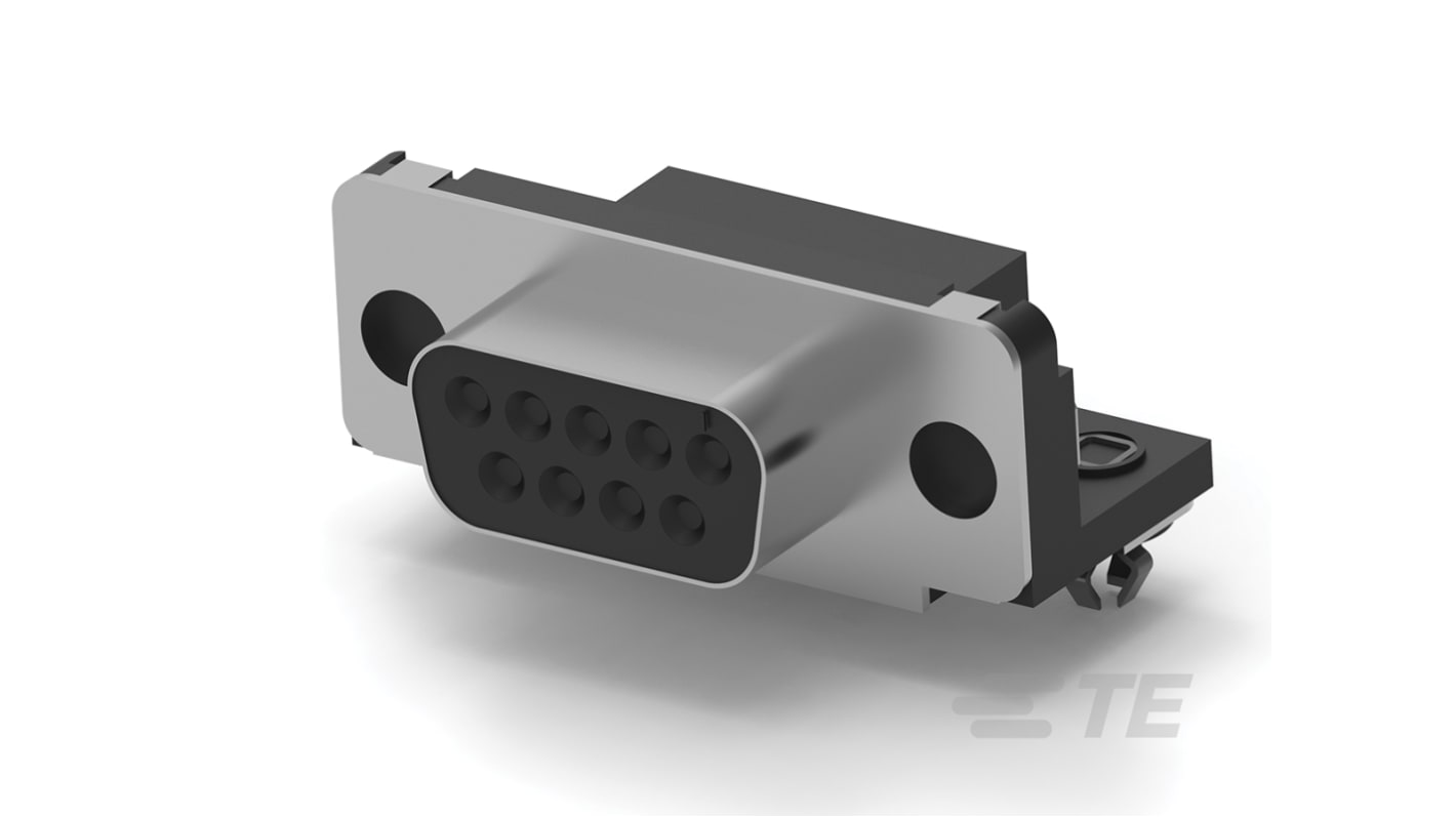 Connecteur Sub-D Femelle TE Connectivity 9 voies Traversant Angle droit