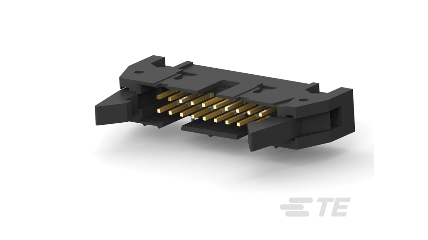 TE Connectivity AMP-LATCH Series Right Angle Through Hole PCB Header, 20 Contact(s), 2.54mm Pitch, 2 Row(s), Shrouded