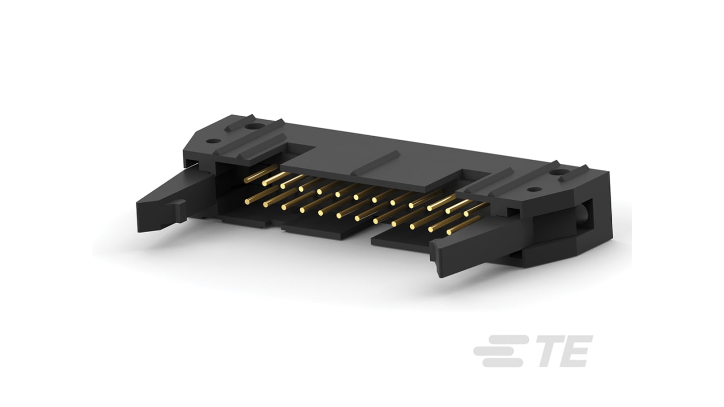 TE Connectivity AMP-LATCH Series Straight Through Hole PCB Header, 26 Contact(s), 2.54mm Pitch, 2 Row(s), Shrouded