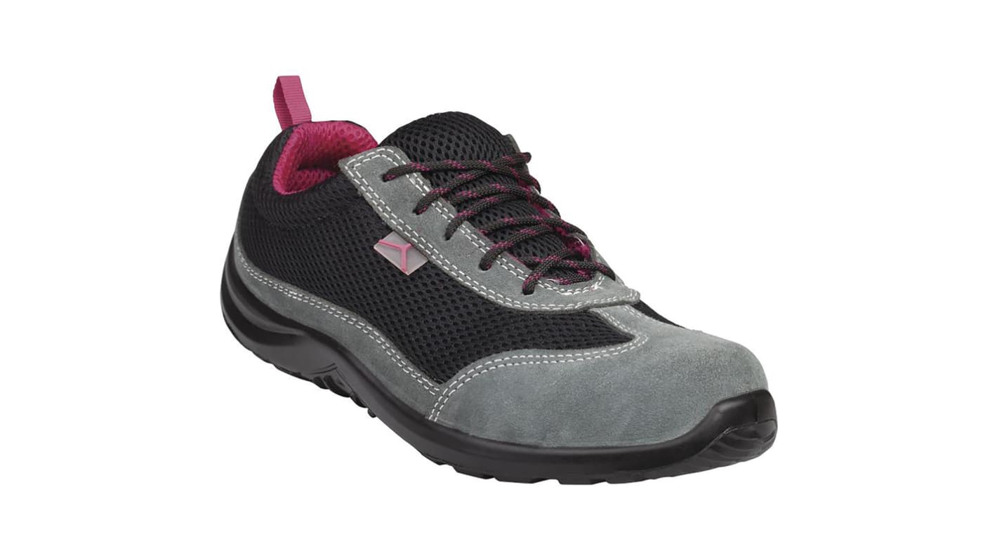 Delta Plus COMOS Women's Black, Grey, Purple Stainless Steel Toe Capped Safety Trainers, UK 2, EU 35