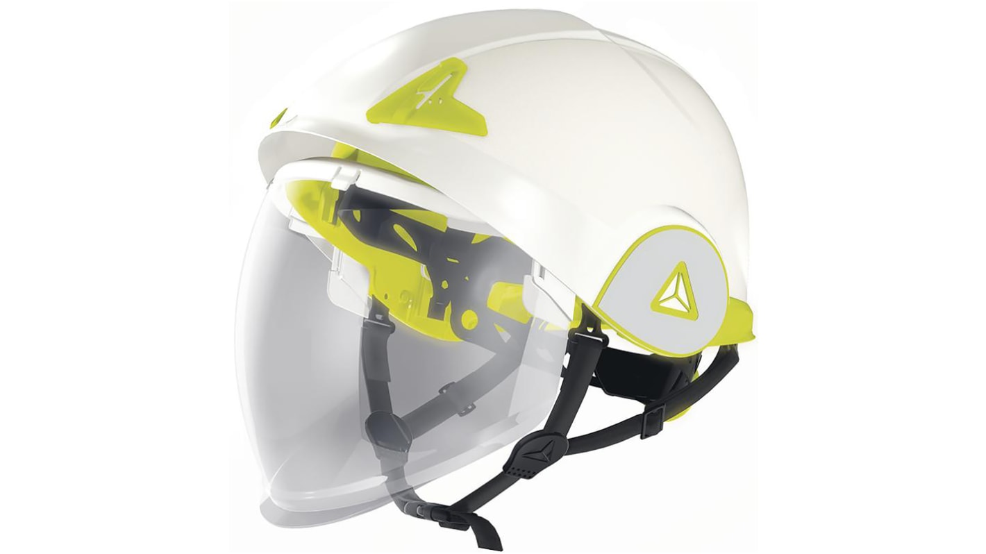 Delta Plus White Safety Helmet with Chin Strap, Ventilated