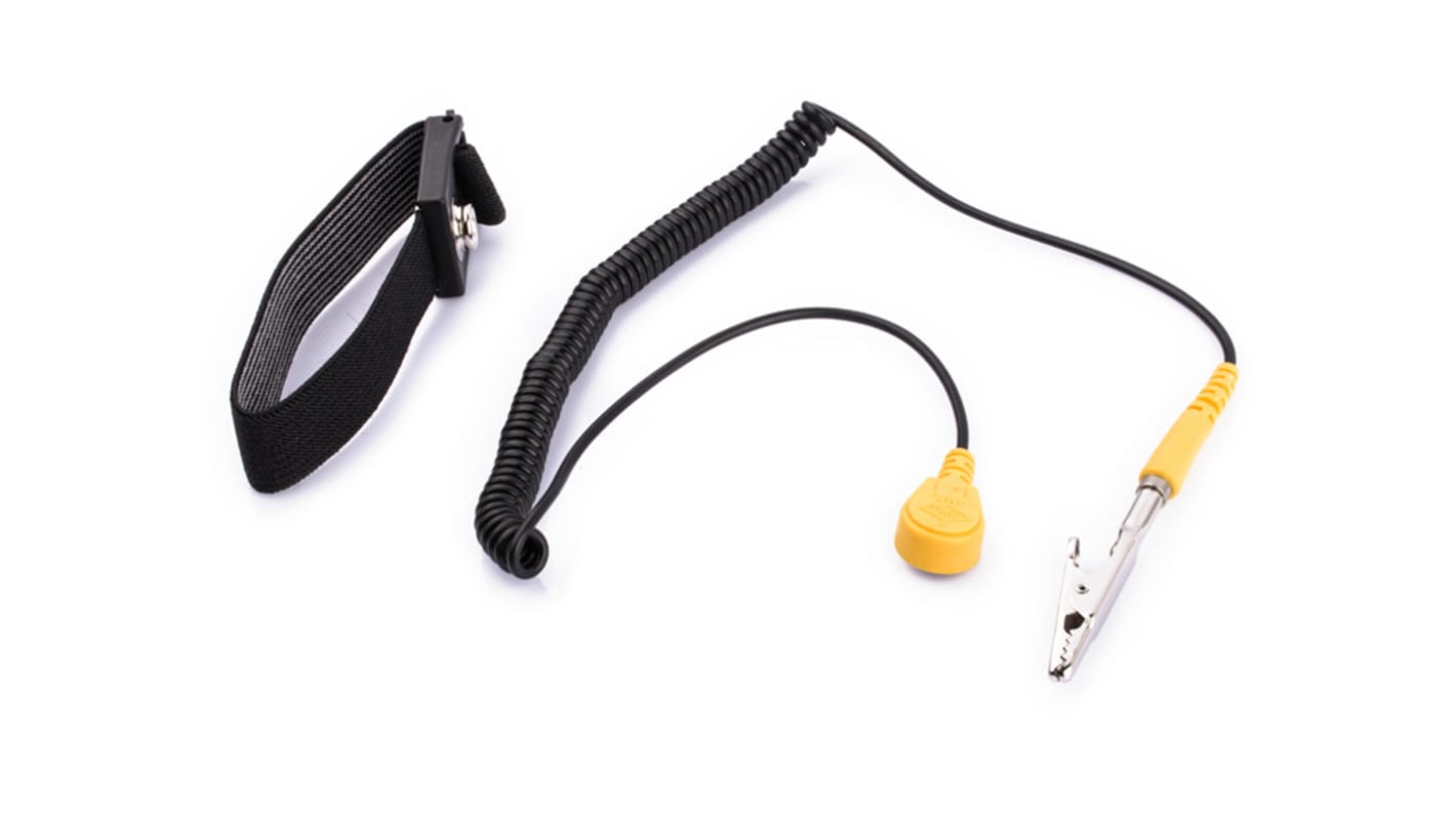 Bracelet de mise à la terre PSDE et jeu de cordons RS PRO, Douille 10mm, pression femelle 10mm