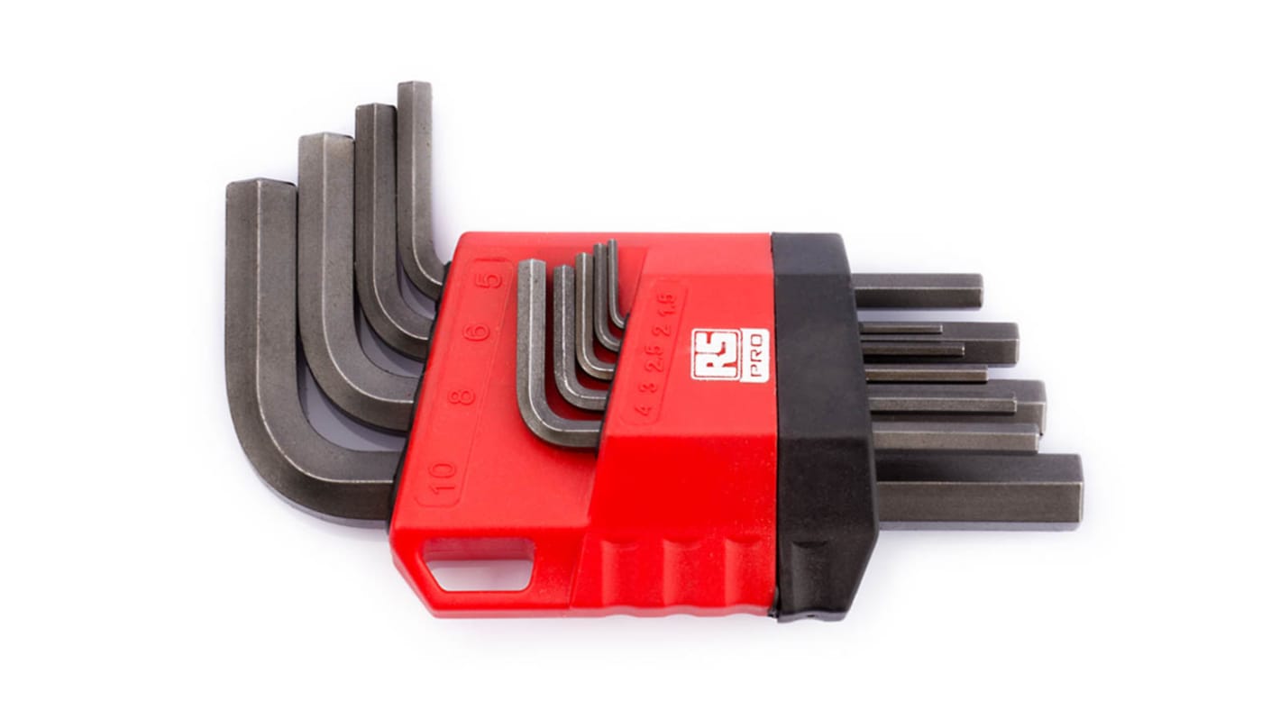 RS PRO 9 piece L Shape Metric Hex Key Set, 1.5mm