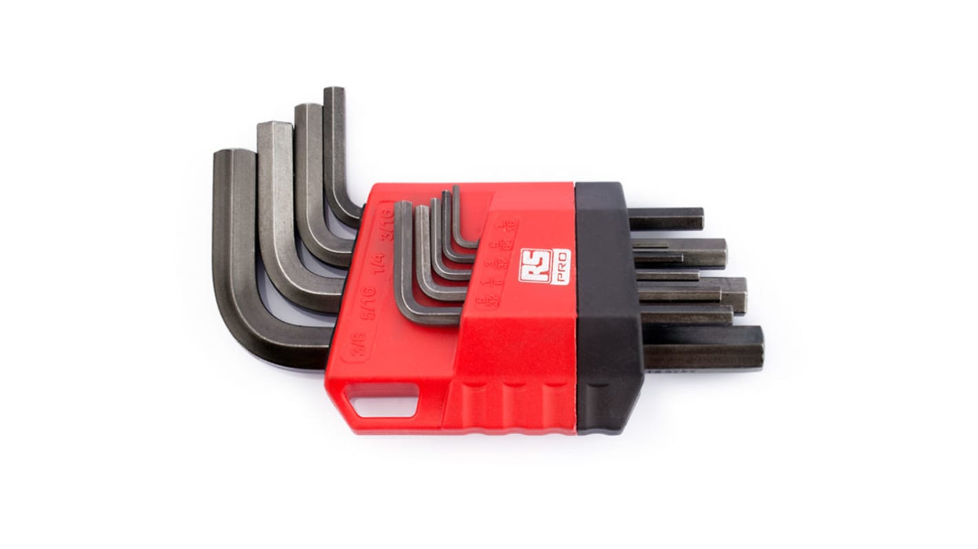 RS PRO 9 piece L Shape Imperial Hex Key Set, 1/16 → 3/8in RS