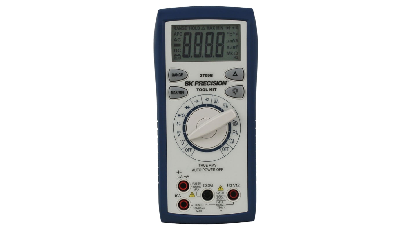 BK Precision BK2709B Handheld Digital Multimeter, True RMS, 10A ac Max, 10A dc Max, 750V ac Max