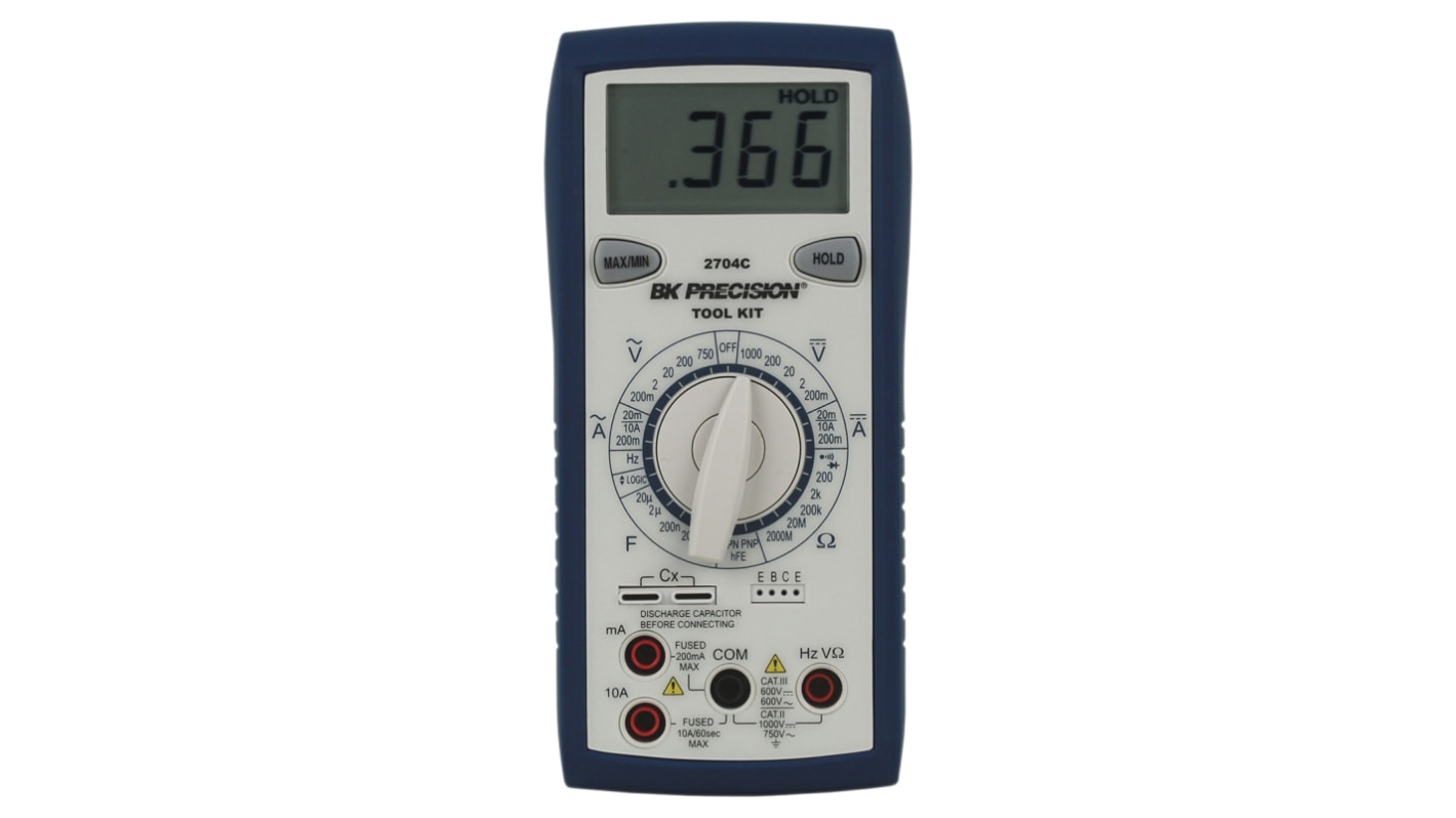 BK Precision BK2704C Handheld Digital Multimeter, 10A ac Max, 10A dc Max, 750V ac Max - RS Calibrated