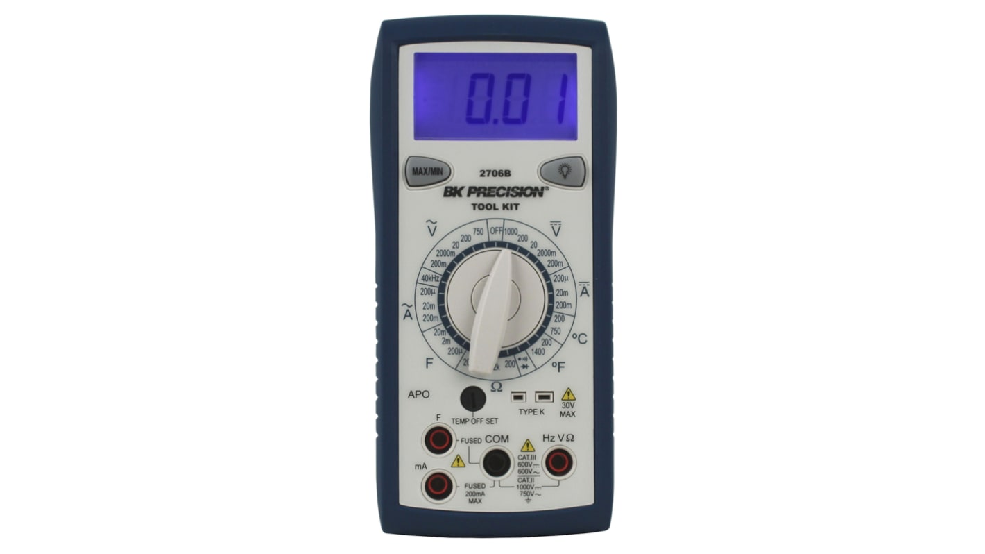 BK Precision BK2706B Handheld Digital Multimeter, 200mA ac Max, 200mA dc Max, 750V ac Max - RS Calibrated