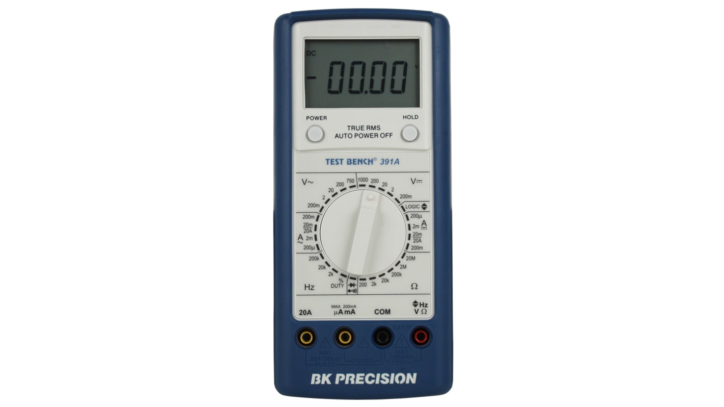 BK Precision BK391A Handheld Digital Multimeter, True RMS, 20A ac Max, 20A dc Max, 750V ac Max - RS Calibrated