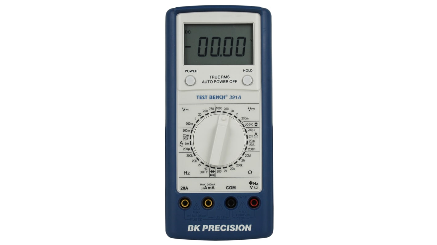 BK Precision BK391A Handheld Digital Multimeter, True RMS, 20A ac Max, 20A dc Max, 750V ac Max - UKAS Calibrated