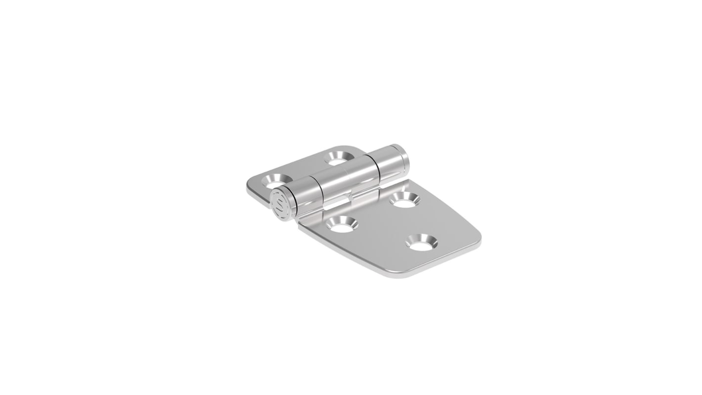 Southco Gloss Stainless Steel Strap Hinge, Screw Fixing, 58mm x 38.2mm x 9mm