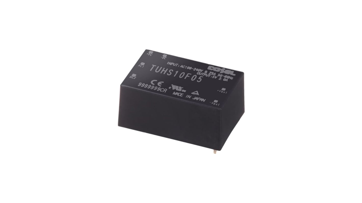 Cosel Switching Power Supply, TUHS10F24, 24V dc, 450mA, 10.8W, 1 Output, 120 → 370 V dc, 85 → 264 V ac