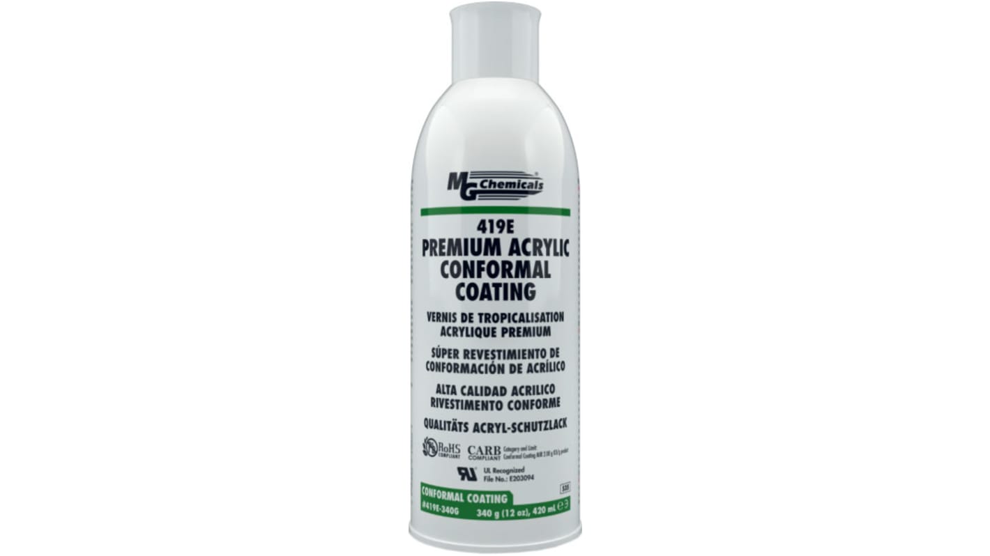 MG Chemical Clear Acrylic Conformal Coating, 420 ml Aerosol, -65°C min, +130°C max