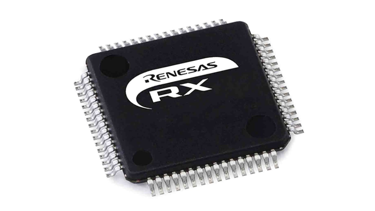 Microcontrolador Renesas Electronics R5F51118ADFM#3A, núcleo RX CPU de 32bit, RAM 64 kB, 32MHZ, LFQFP de 64 pines