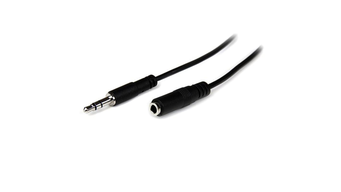 StarTech.com Male 3.5mm Stereo Jack to Female 3.5mm Stereo Jack Aux Cable, Black, 1m