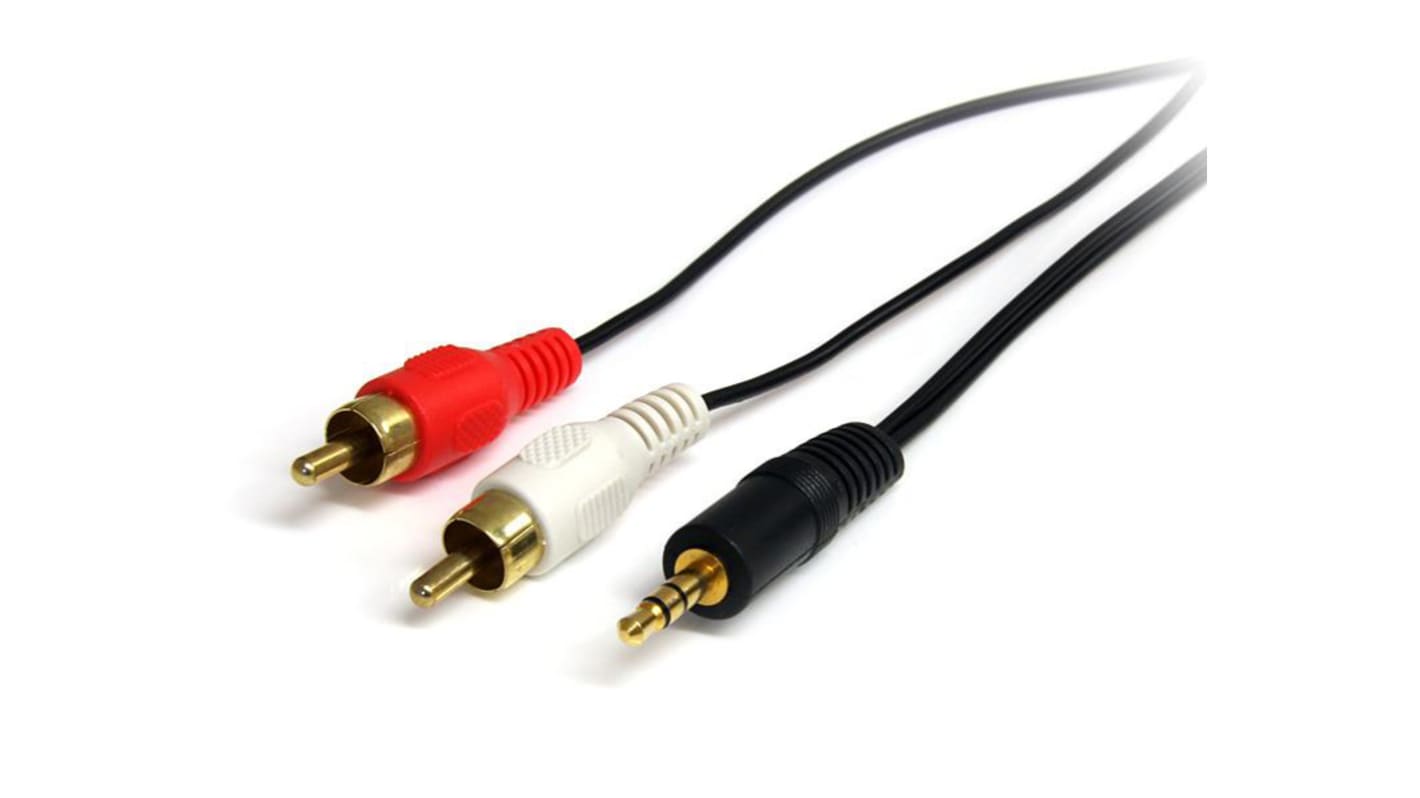 StarTech.com Male 3.5mm Stereo Jack to Male RCA x 2 Aux Cable, Black, 1.8m