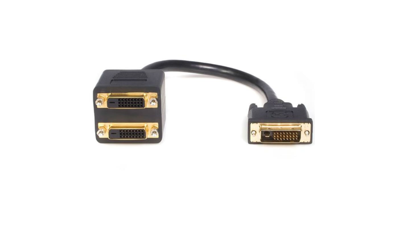 Cable DVI StarTech.com de color Negro, con. A: DVI-D Dual Link macho, con. B: 2 DVI-I Dual Link hembra, long. 300mm