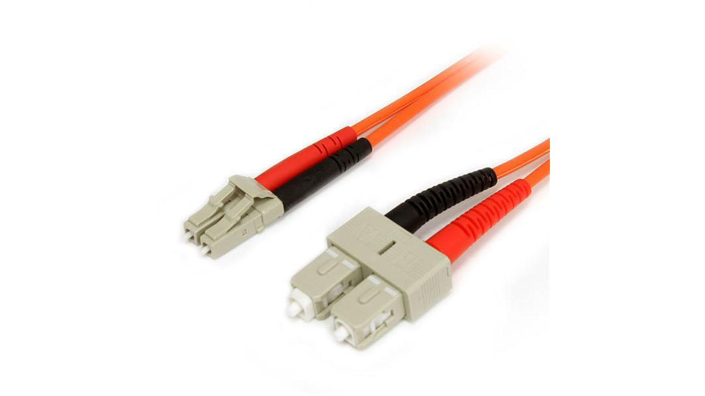 Startech LC to SC Duplex Multi Mode OM1 Fibre Optic Cable, 62.5/125μm, Orange, 1m