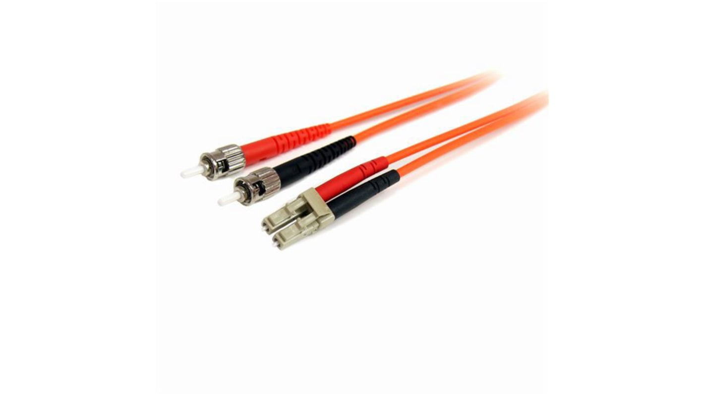 StarTech.com LC to ST Duplex Multi Mode OM1 Fibre Optic Cable, 62.5/125μm, Orange, 1m