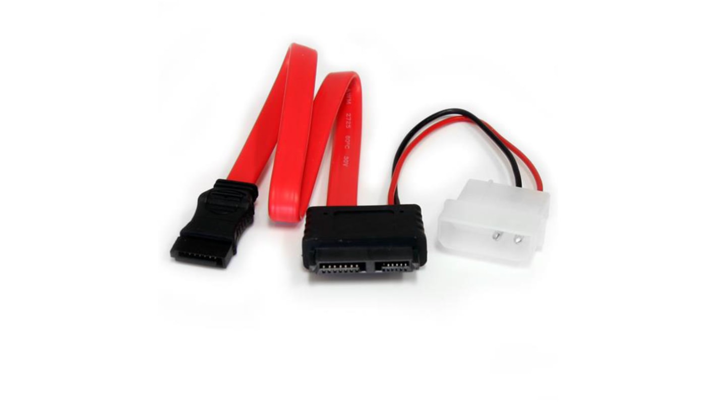 StarTech.com, A csatl.: Slimline SATA, B csatl.: LP4; SATA adat, 304.8mm, Piros