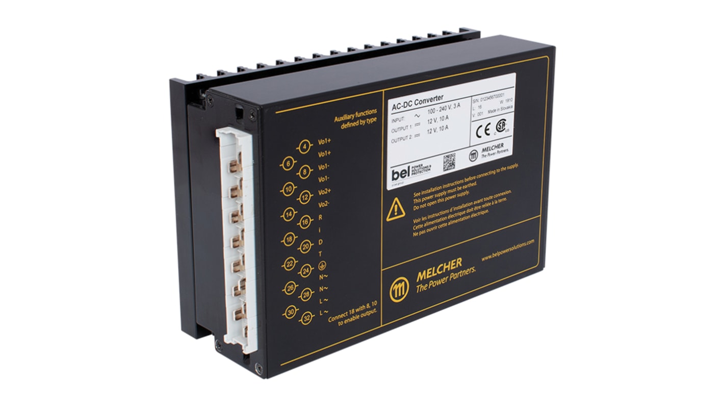 Alimentation à découpage, BEL POWER SOLUTIONS INC, LR 240W, 2 sorties à 12V c.c. 10A