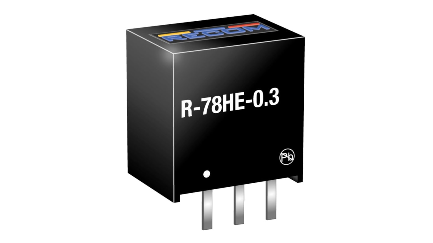 Recom Switching Regulator, PCB Mount, 5V dc Output Voltage, 6.5 → 72V dc Input Voltage, 300mA Output Current, 1