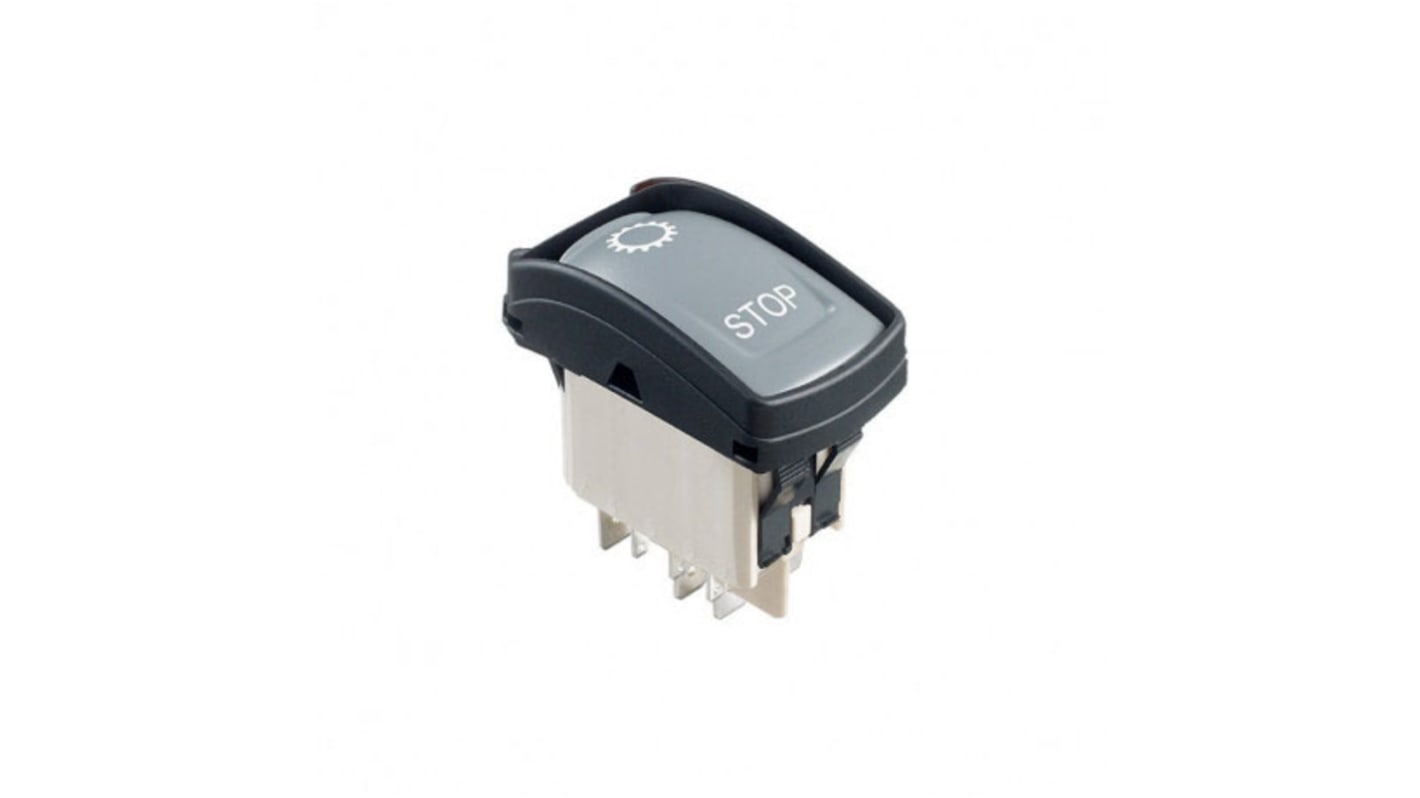 Interruptor de balancín, KH136AAZXXG12N03XX04, Contacto SPDT, Enclavamiento, 5 A, No, Negro, IP69K