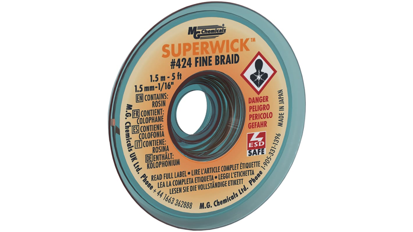 Super Wick SUPERWICK 424 1.5m Desoldering Braid, Width 1.5mm