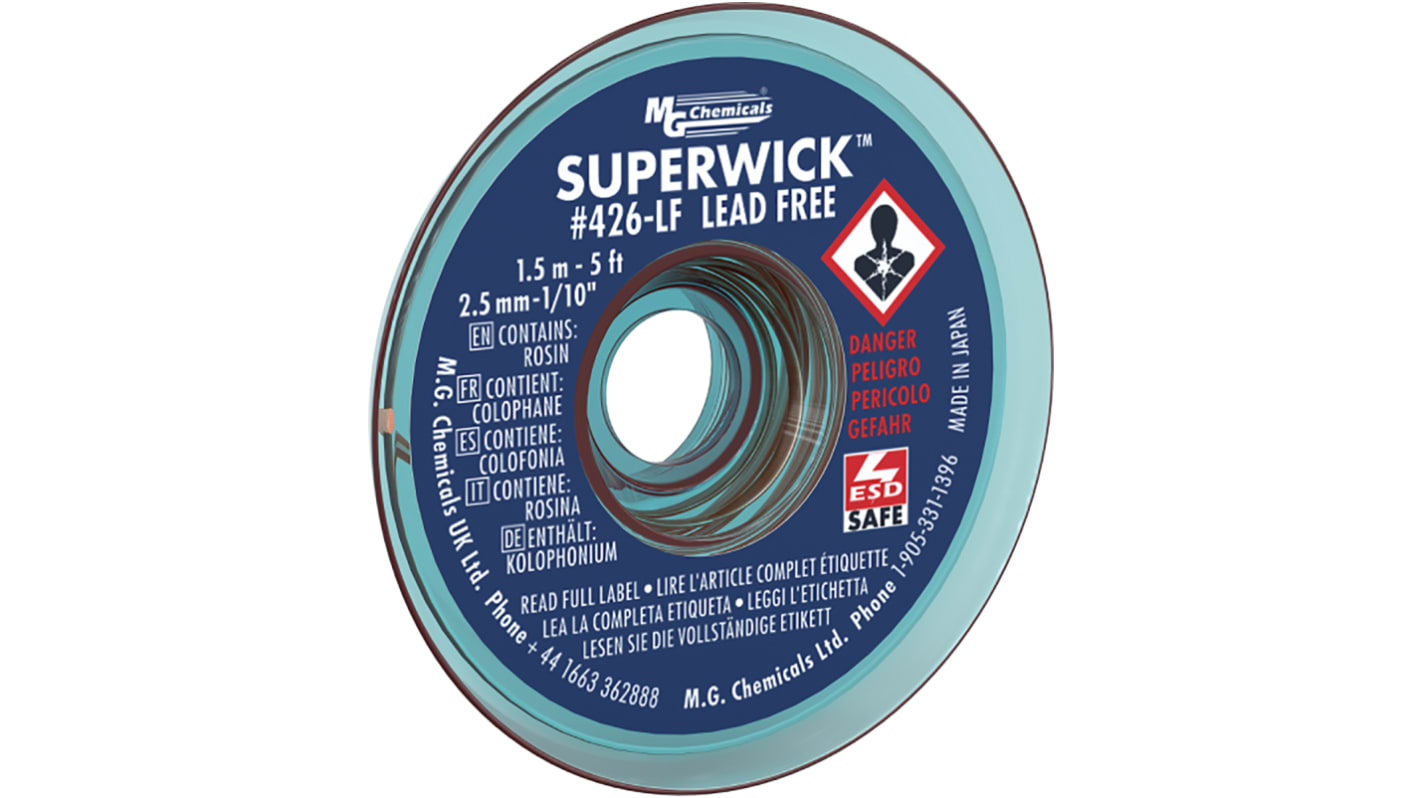 Treccia per dissaldatura Super Wick SUPERWICK 426-LF, lunghezza 1.5m, larghezza 2.5mm , No clean , senza piombo