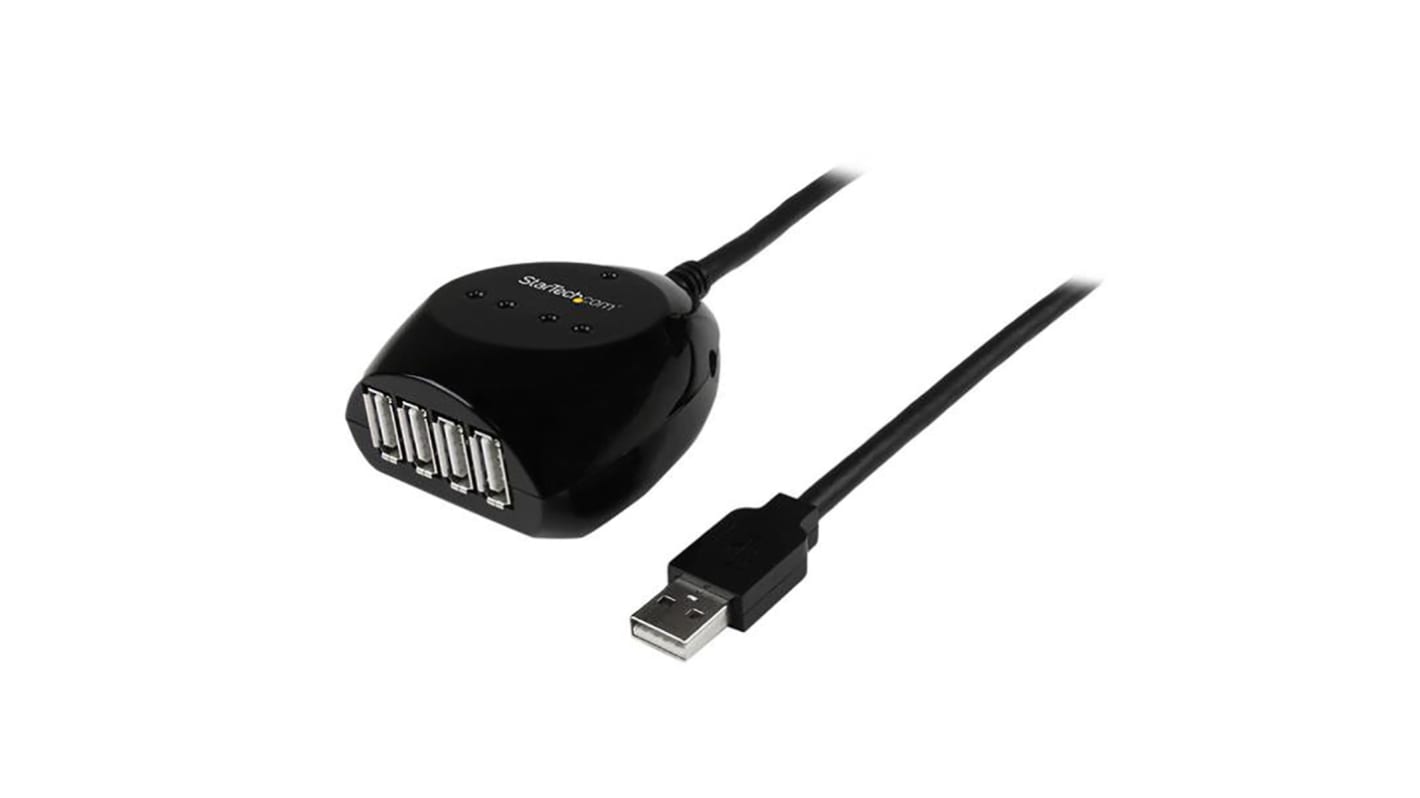 StarTech.com USB-kábel, USB A - 4 db USB A, Fekete, 15m