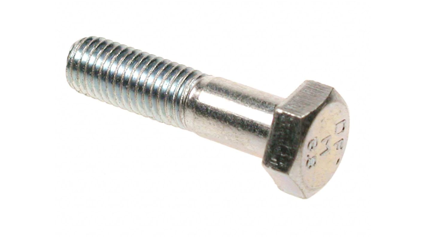 RS PRO Bright Zinc Plated Steel Hex, Hex Bolt, M24 x 80mm