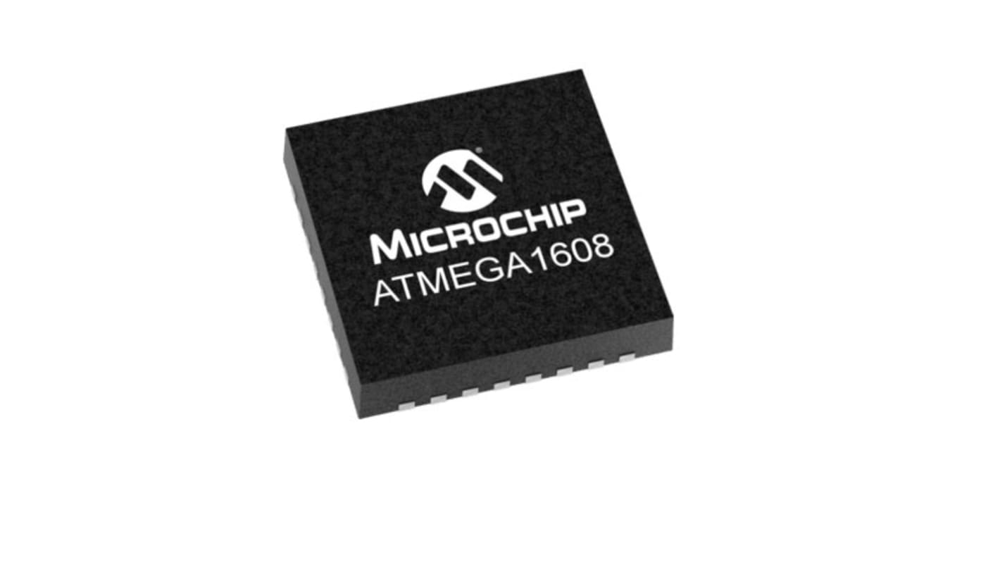 Microcontrolador Microchip ATMEGA1608-MF, núcleo AVR de 8bit, RAM 2 kB, 20MHZ, QFN de 32 pines