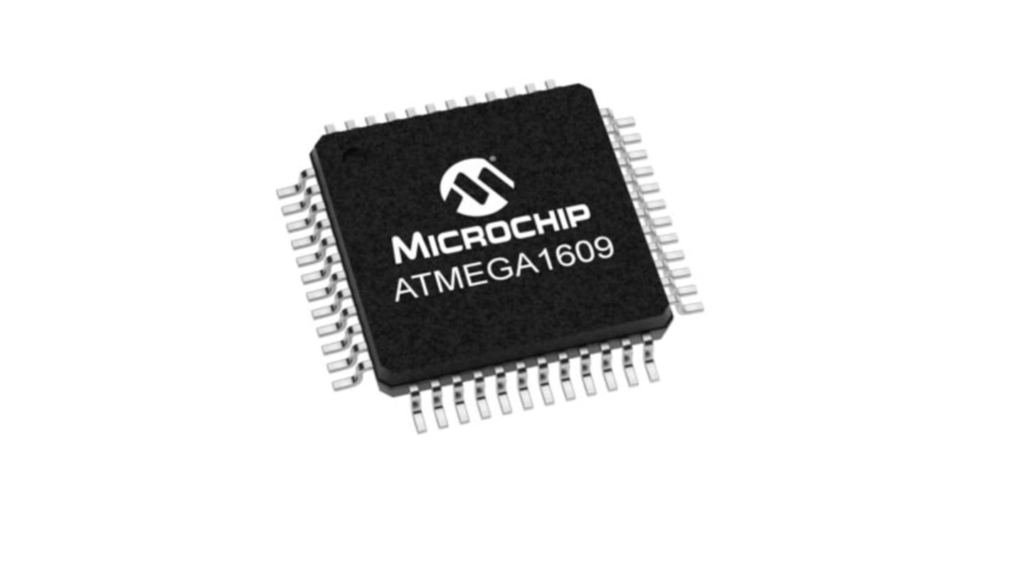 Microcontrolador Microchip ATMEGA1609-AF, núcleo AVR de 8bit, RAM 2 kB, 20MHZ, TQFP de 48 pines