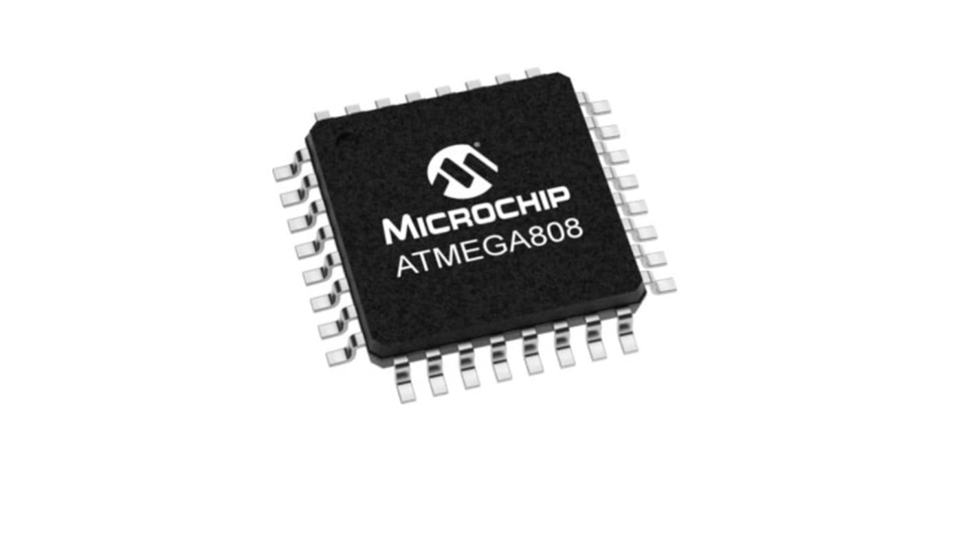Microchip ATMEGA808-AF, 8bit AVR Microcontroller, ATmega, 20MHz, 8 kB Flash, 32-Pin TQFP