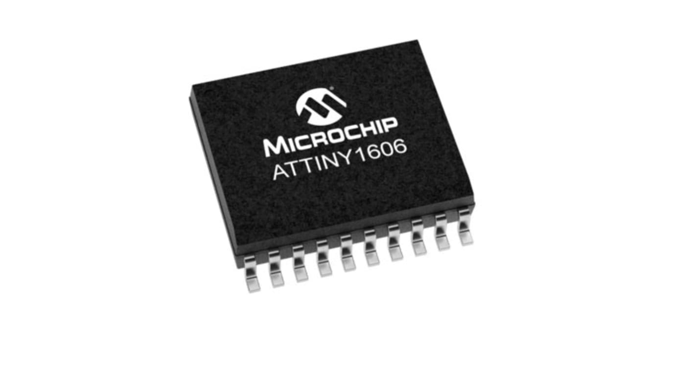 Microcontrolador Microchip ATTINY1606-SN, núcleo AVR de 8bit, RAM 1,024 kB, 20MHZ, SOIC de 20 pines