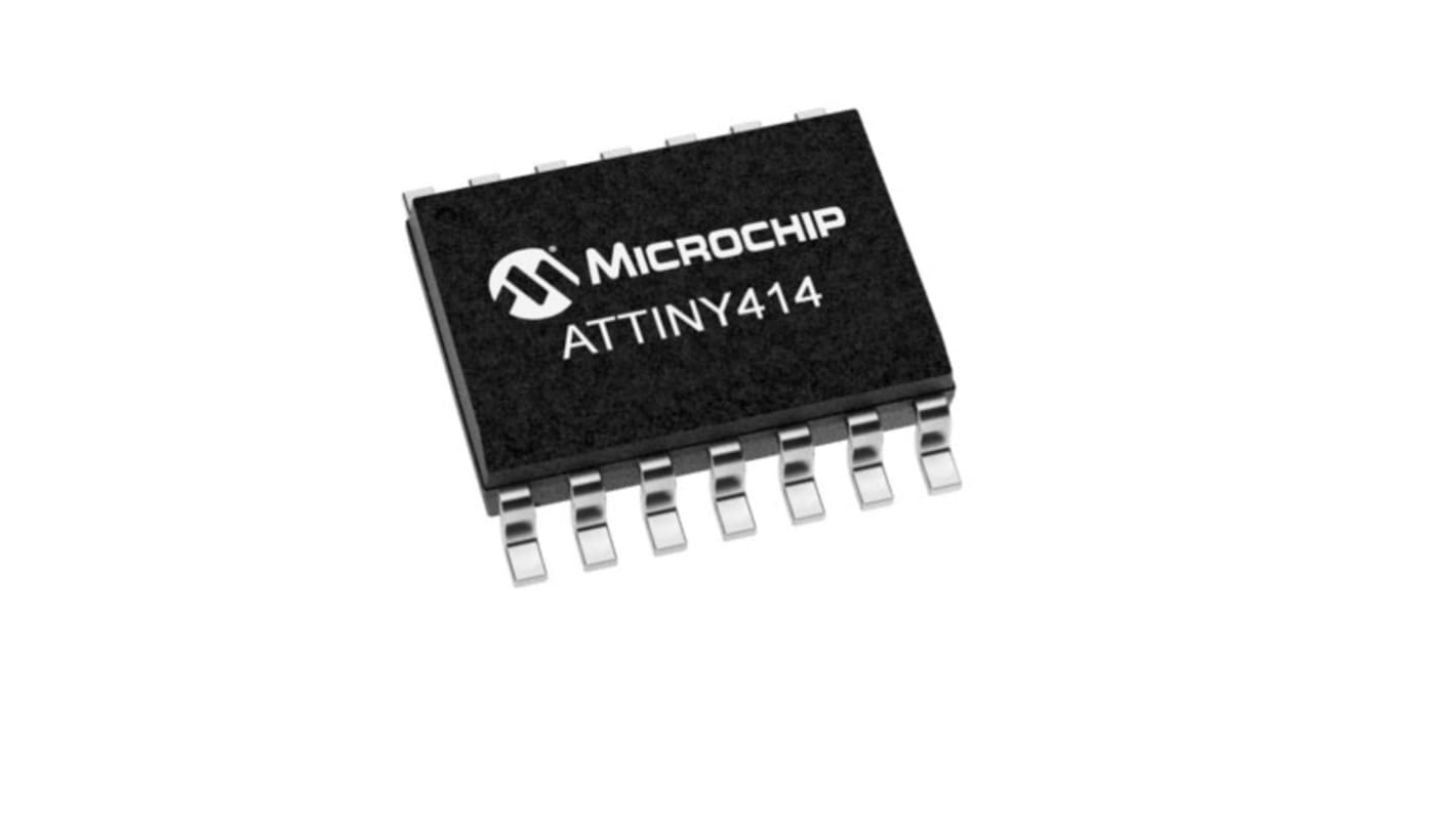 Microcontrolador Microchip ATTINY414-SSN, núcleo AVR de 8bit, RAM 256 B, 20MHZ, SOIC de 14 pines