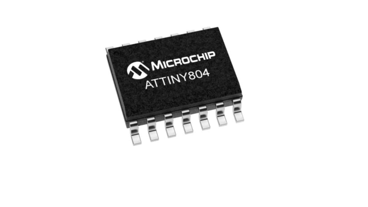 Mikrokontroler Microchip ATtiny804 SOIC 14-pinowy Montaż powierzchniowy AVR 8 kB 8bit CAN: 20MHz RAM:512 B Ethernet: