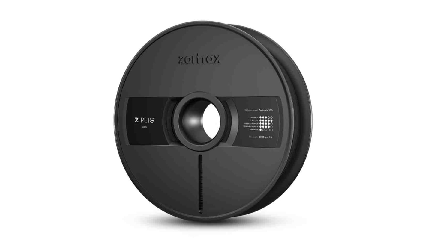 Zortrax 1.75mm Black PET-G 3D Printer Filament, 2kg