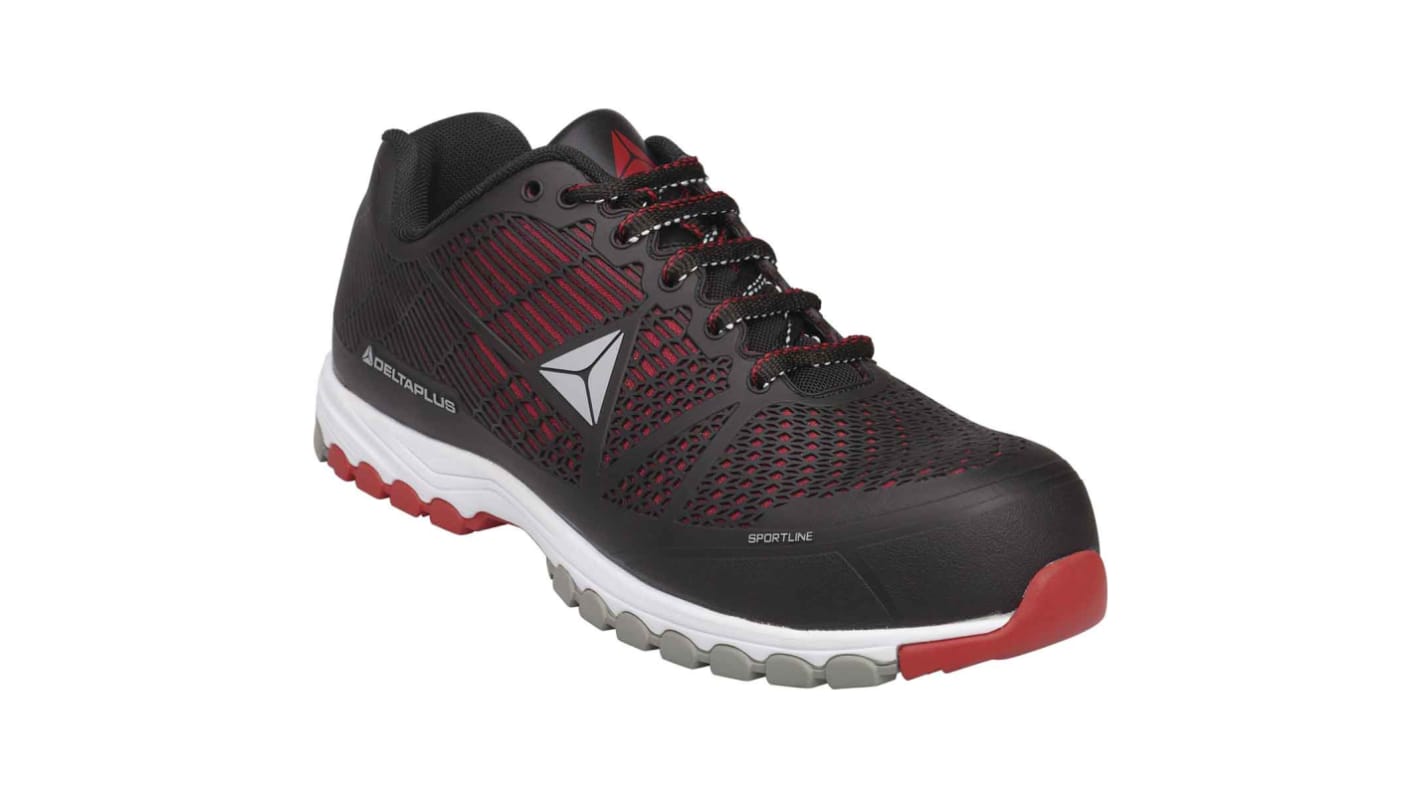 Scarpe sportive antinfortunistiche S1P Delta Plus DELTA tg. 39, col. Nero/Rosso, con puntale di sicurezza