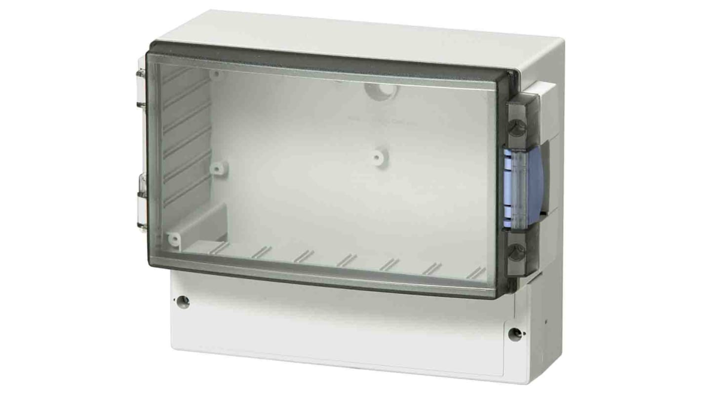 Fibox Grey ABS Enclosure, IP65, IK07, Smoked Grey Lid, 235 x 185 x 119mm