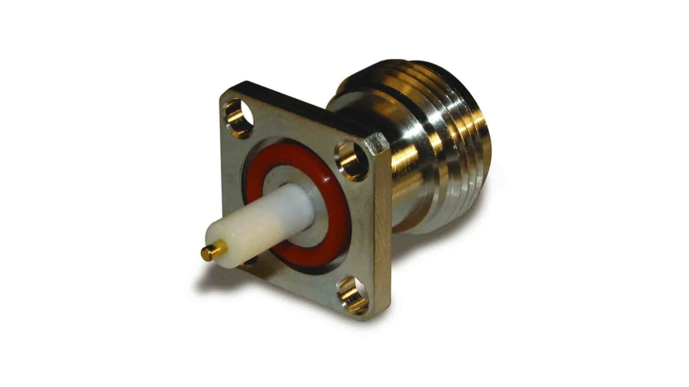 Amphenol RF N-Type Series, jack Flange Mount SMA Connector, 50Ω, Solder Termination, Straight Body