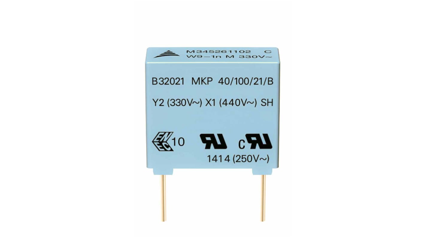 EPCOS B32021 Polypropylene Film Capacitor, 300V ac, ±10%, 6.8nF, Through Hole