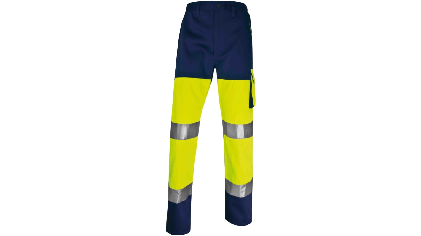 Pantalones alta visibilidad Delta Plus Unisex, talla M, de color Amarillo-azul marino fluorescente