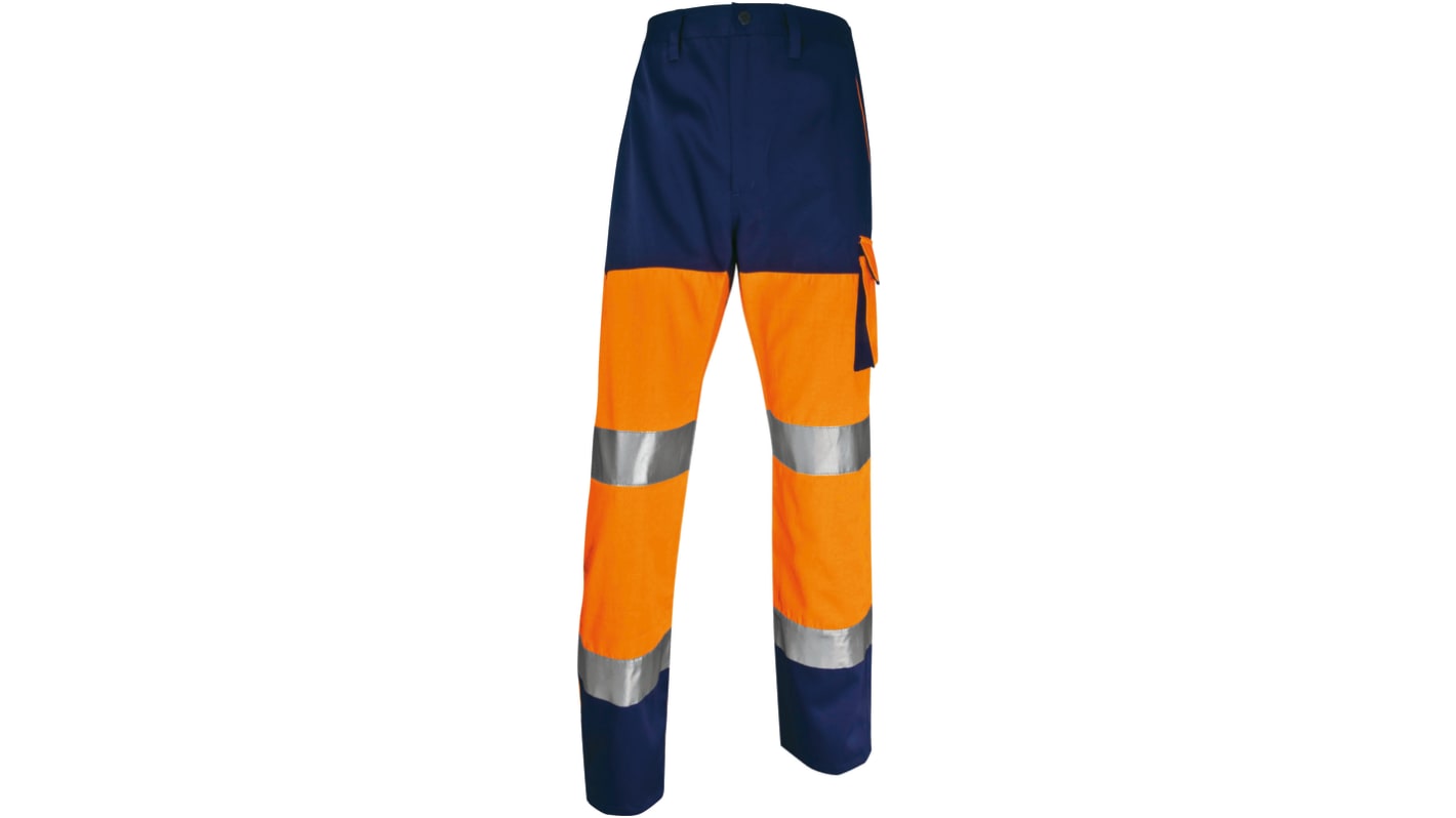 Pantaloni di col. Arancione fluorescente-Blu Navy Delta Plus Panostyle, S unisex