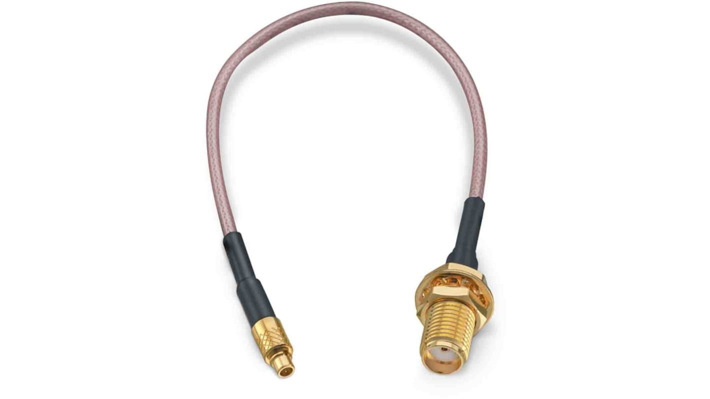 Cable coaxial RG178 Wurth Elektronik, 50 Ω, con. A: SMA, Hembra, con. B: MMCX, Macho, long. 152.4mm