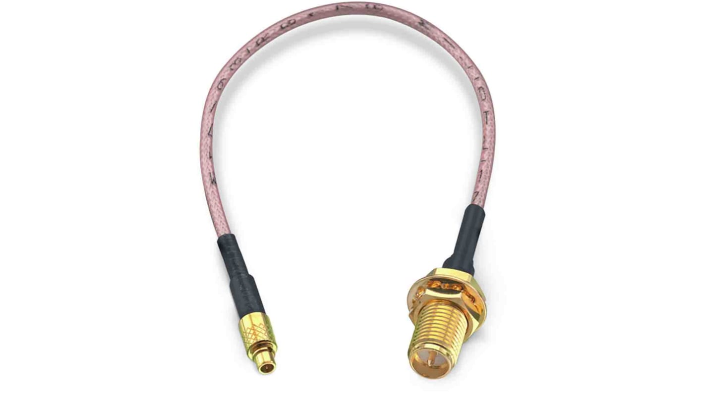 Cable coaxial RG178 Wurth Elektronik, 50 Ω, con. A: RP-SMA, Hembra, con. B: MMCX, Macho, long. 152.4mm