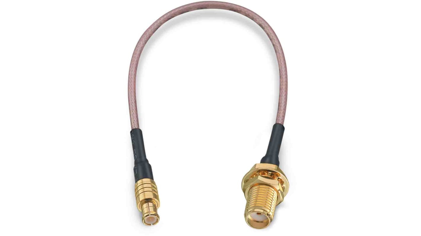 Cable coaxial RG178 Wurth Elektronik, 50 Ω, con. A: SMA, Hembra, con. B: MCX, Macho, long. 152.4mm