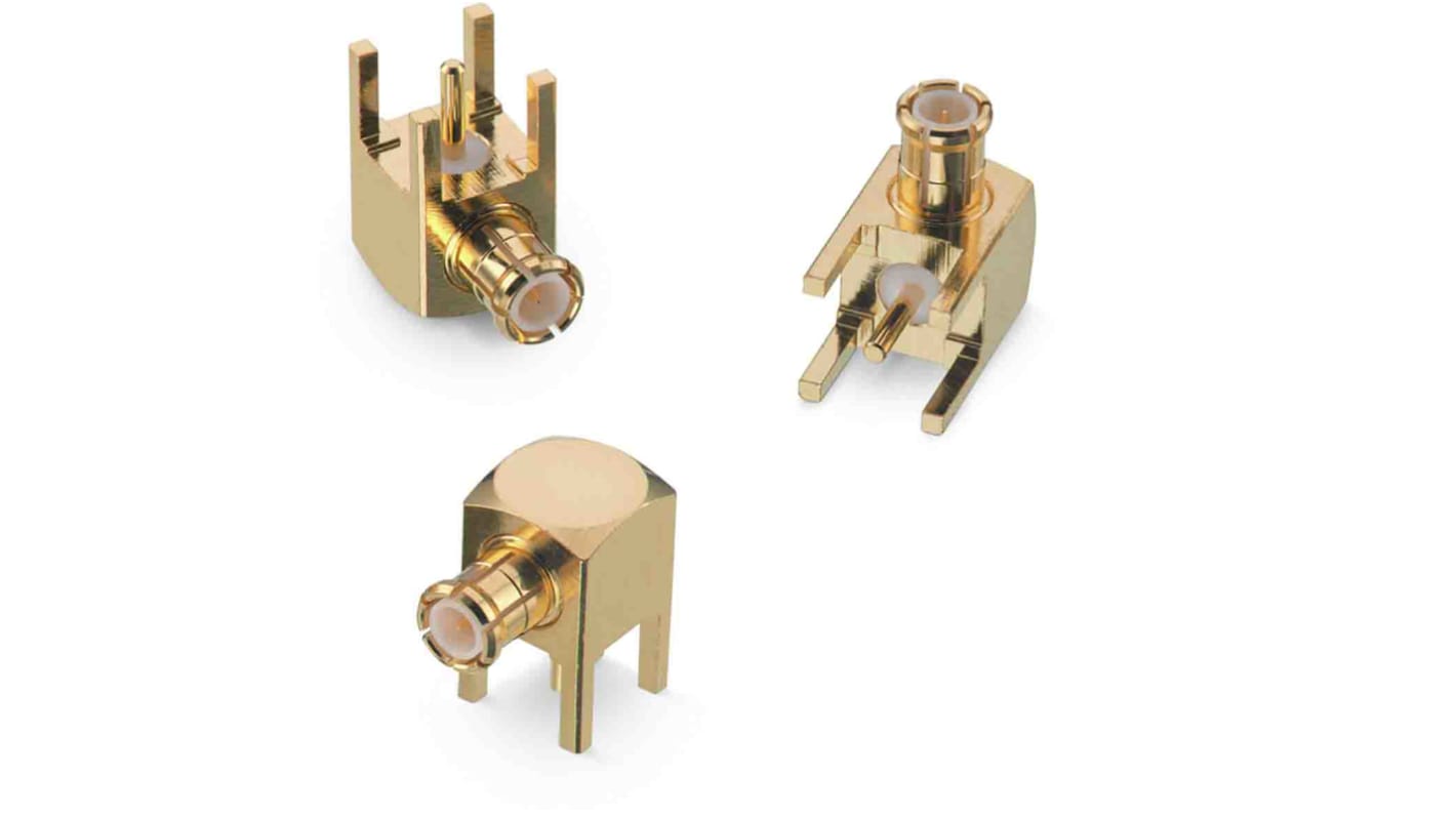 Wurth Elektronik WR-MCX Series, Plug Through Hole MCX Connector, 50Ω, Solder Termination, Right Angle Body