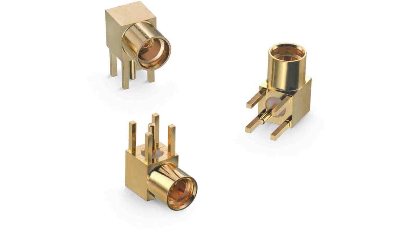 Wurth Elektronik WR-MMCX Series, jack Through Hole MMCX Connector, 50Ω, Solder Termination, Right Angle Body