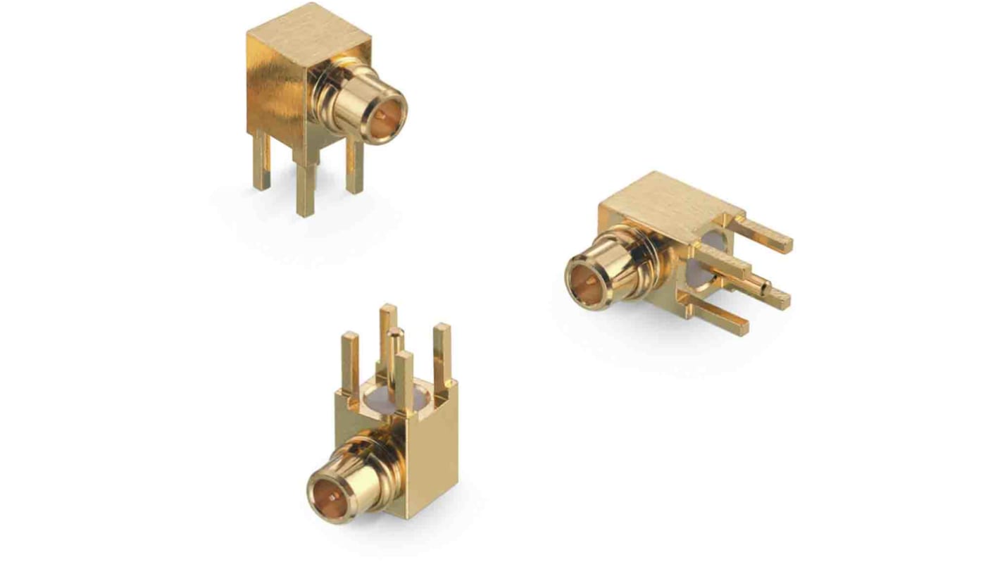 Wurth Elektronik WR-MMCX Series, Plug Through Hole MMCX Connector, 50Ω, Solder Termination, Right Angle Body