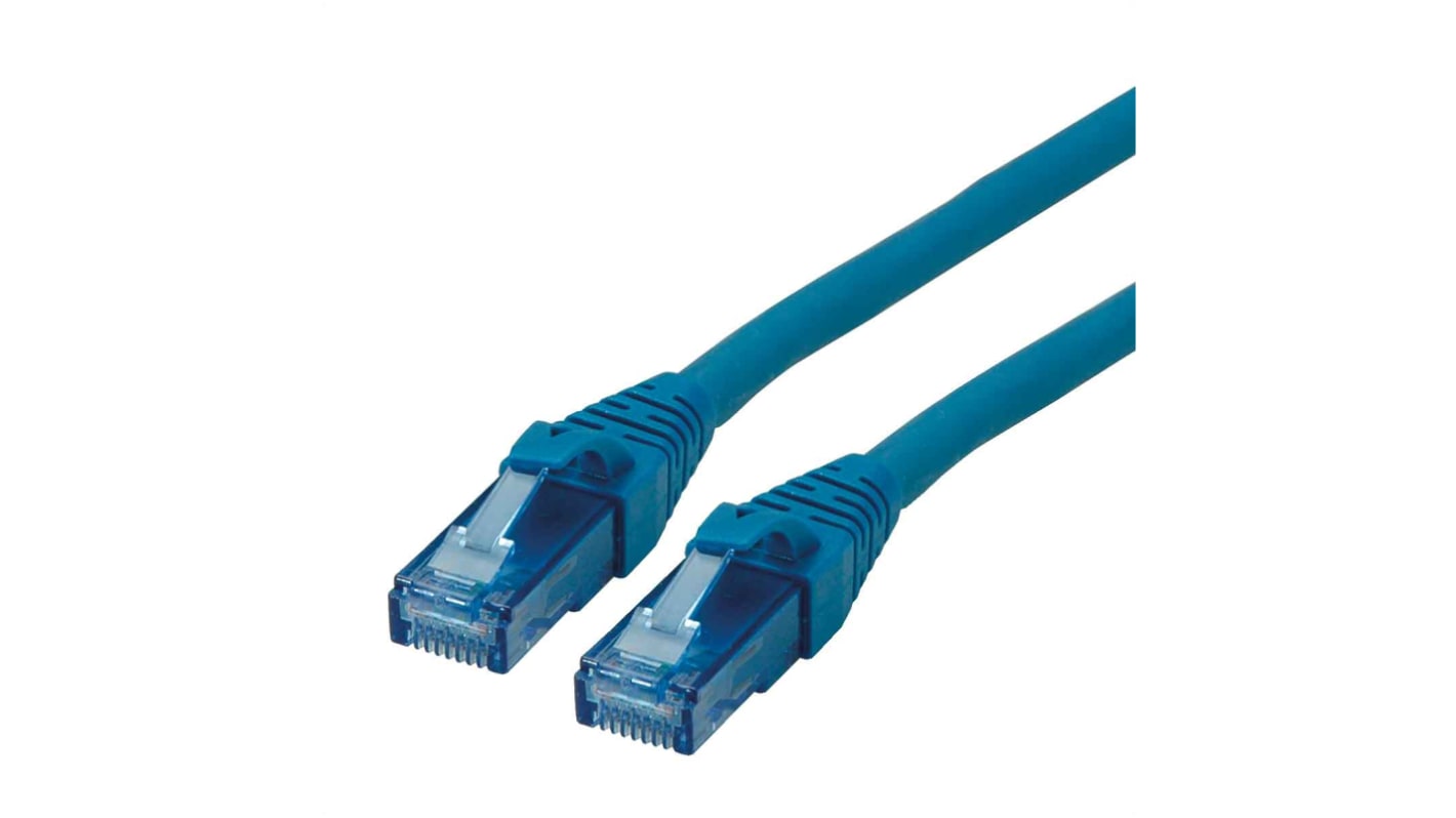 Roline Cat6a Male RJ45 to Male RJ45 Ethernet Cable, U/UTP, Blue LSZH Sheath, 1m, Low Smoke Zero Halogen (LSZH)